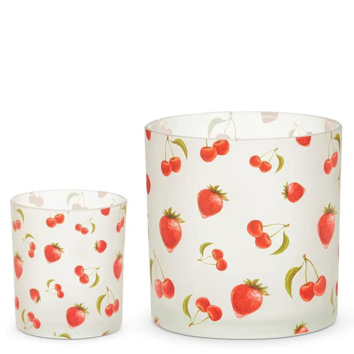 RAZ Strawberry/Cherry Pattern Container (2 Sizes) 3.75"-6" - Decorative Jars Merchandise