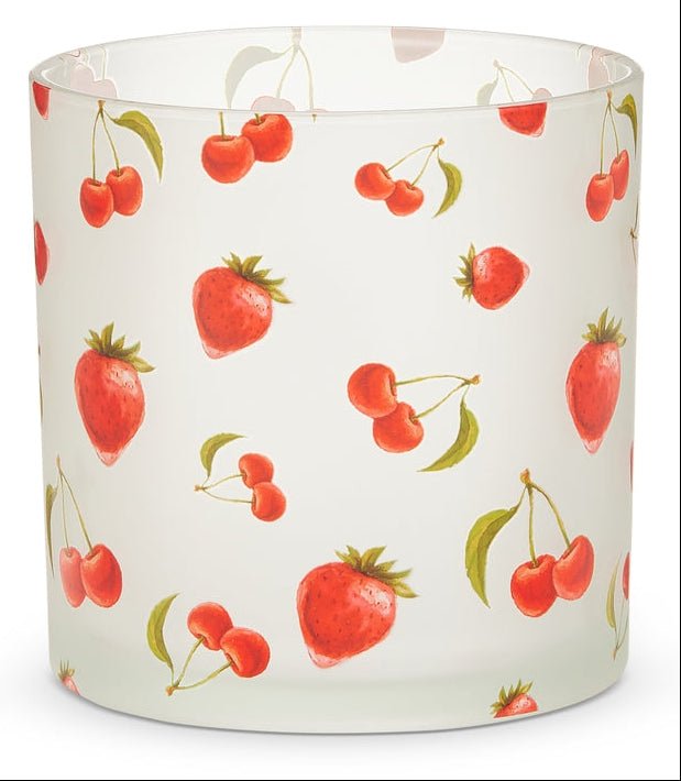 RAZ Strawberry/Cherry Pattern Container (2 Sizes) 3.75"-6" - Decorative Jars Merchandise