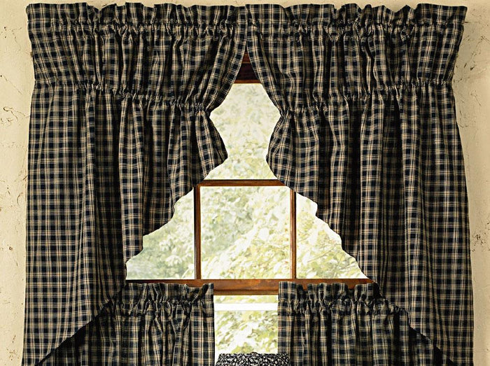 Sturbridge Wine Lined Prairie Swag Curtains - Primitive Star Quilt Shop