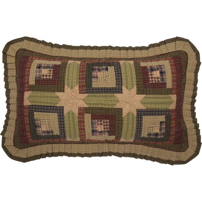 Tea Cabin Quilted King Sham 21x37" - Primitive Star Quilt Shop