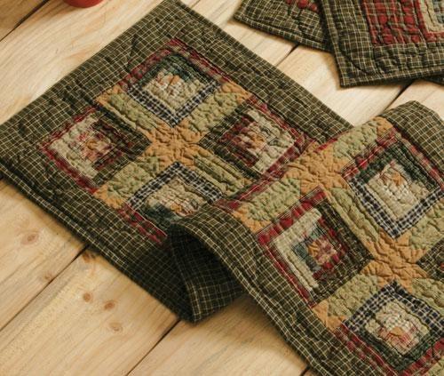 Tea Cabin Quilted Runner 13x36" - Primitive Star Quilt Shop