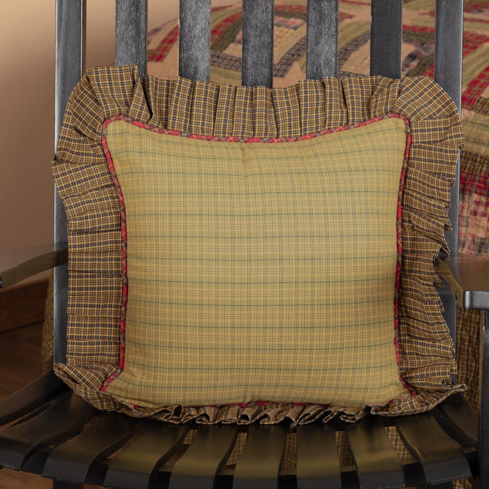 Tea Cabin Ruffled Fabric Pillow 16" Filled - Primitive Star Quilt Shop