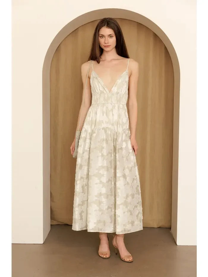 Textured Floral Plisse Maxi Dress