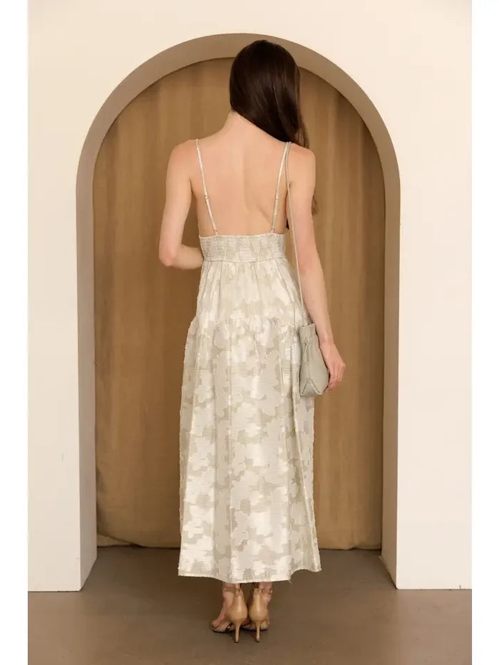 Textured Floral Plisse Maxi Dress