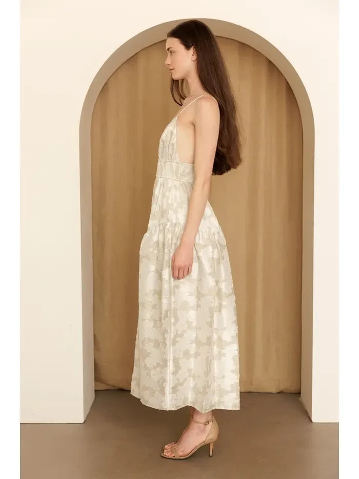 Textured Floral Plisse Maxi Dress