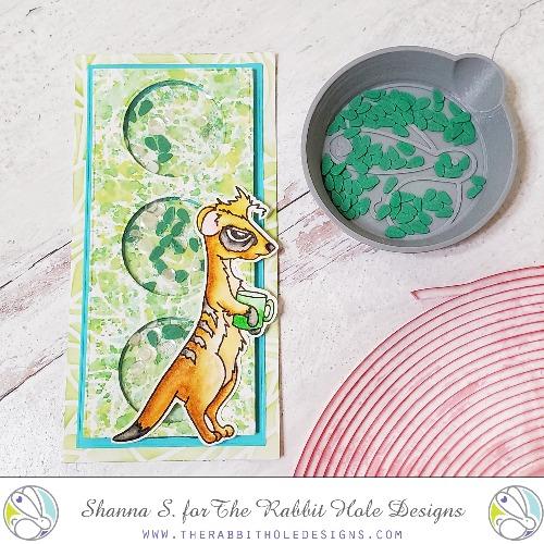 The Rabbit Hole Designs - Stamp Set - Caffeinated - Meerkat - 3x4. Deeply etched, clear photopolymer stamps for precise placement. Made in USA. Available at Embellish Away located in Bowmanville Ontario Canada. Card design by Shanna S.