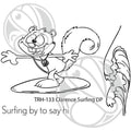 The Rabbit Hole Designs - Stamp Set - 3x4 - Clarence Surfing. Deeply etched, clear photopolymer stamps for precise placement. Featuring the art of Dustin Pike. Made in USA. Available at Embellish Away located in Bowmanville Ontario Canada.