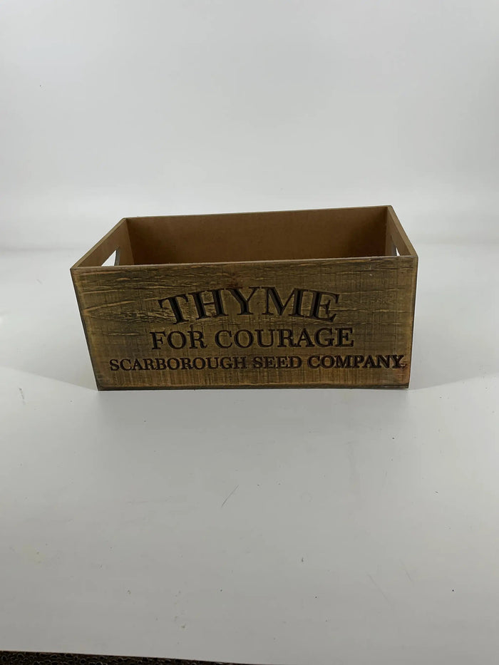 Gerson "Thyme" Nesting Wood Engraved Planter Lg 12"L - Uncategorized Merchandise