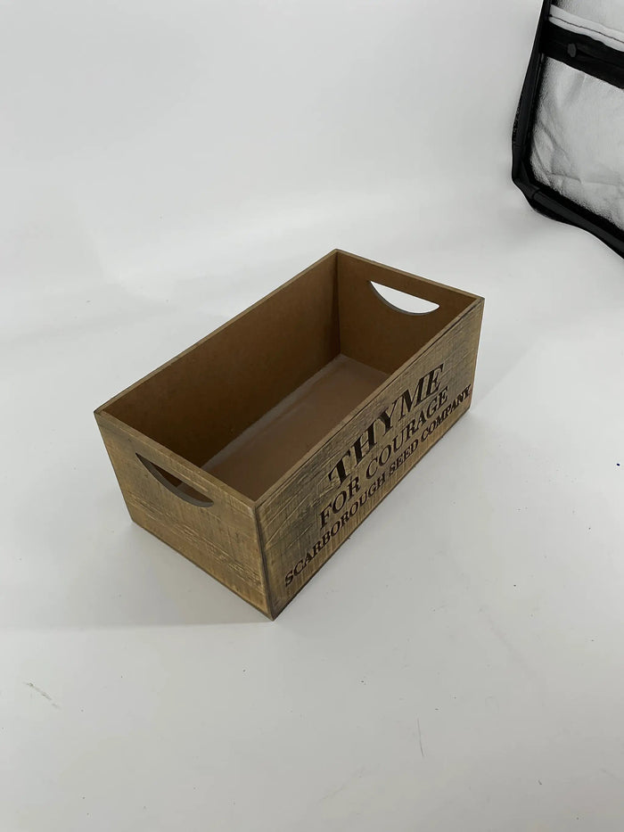 Gerson "Thyme" Nesting Wood Engraved Planter Lg 12"L - Uncategorized Merchandise