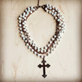 Tilly Pearl and Copper Collar-Length Necklace w/ Copper Cross