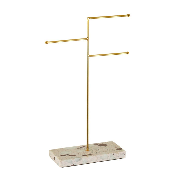 Triple Terrazzo Gold Jewellery Stand - Modern Home Interiors