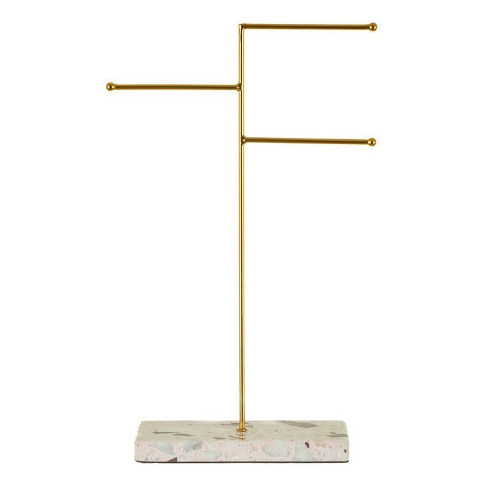 Triple Terrazzo Gold Jewellery Stand - Modern Home Interiors