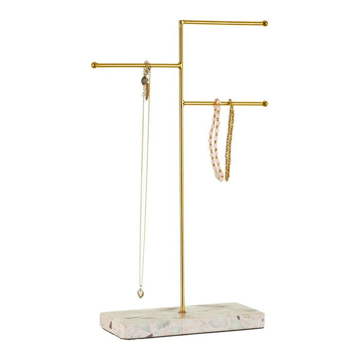 Triple Terrazzo Gold Jewellery Stand - Modern Home Interiors