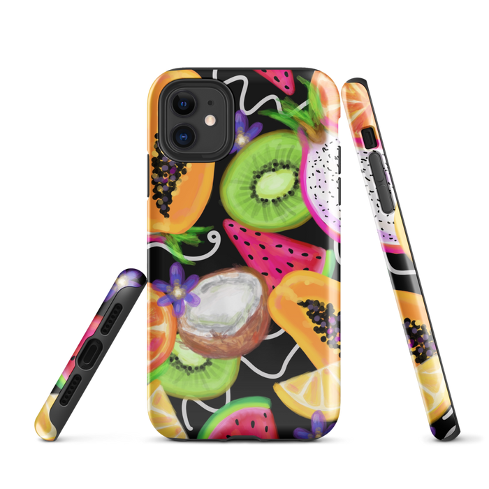 Tropical Fruit Black Tough Case for iPhone®