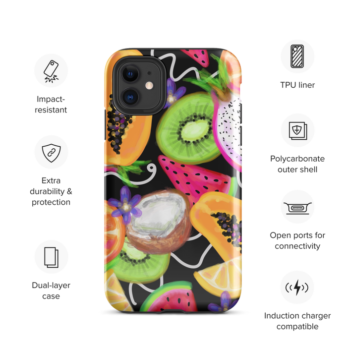 Tropical Fruit Black Tough Case for iPhone®