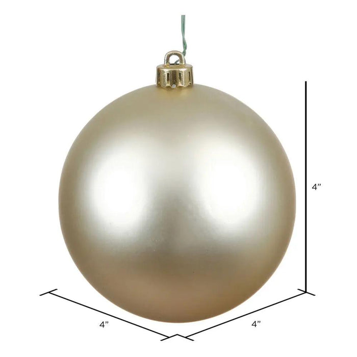 Vickerman UV Champagne Matte Ball Ornament 4" (Bag of 6) - Holiday Ornaments Merchandise