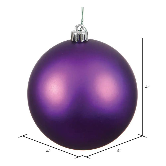 Vickerman UV Plum Matte Ball Ornament 4" (Bag of 6) - Holiday Ornaments Merchandise