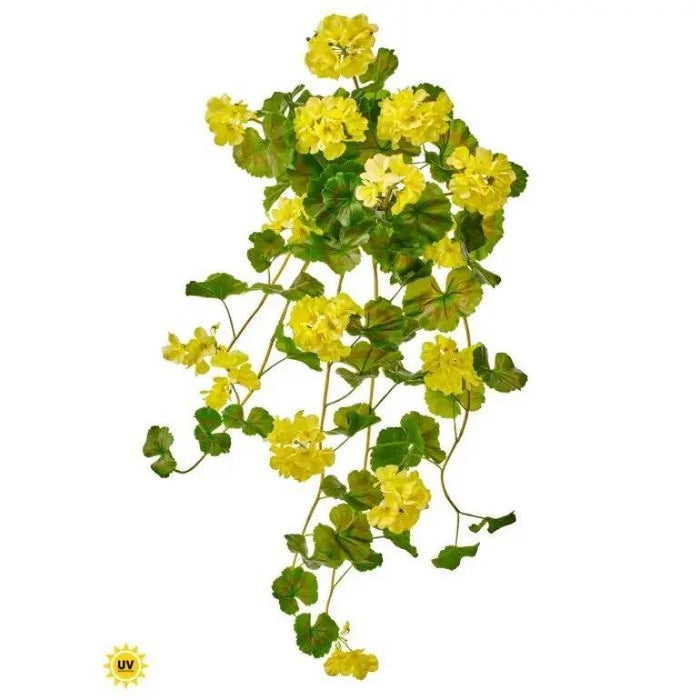 UV Real Touch Large Geranium Hanging Bush Yellow 36"