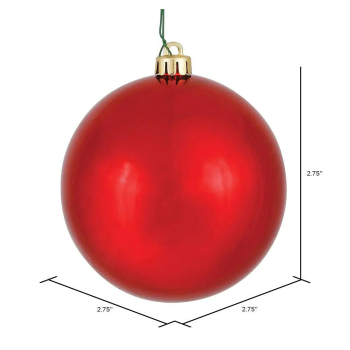 Vickerman UV Shiny Red Ball Ornament (Bag of 12) 2.75" - Holiday Ornaments Merchandise