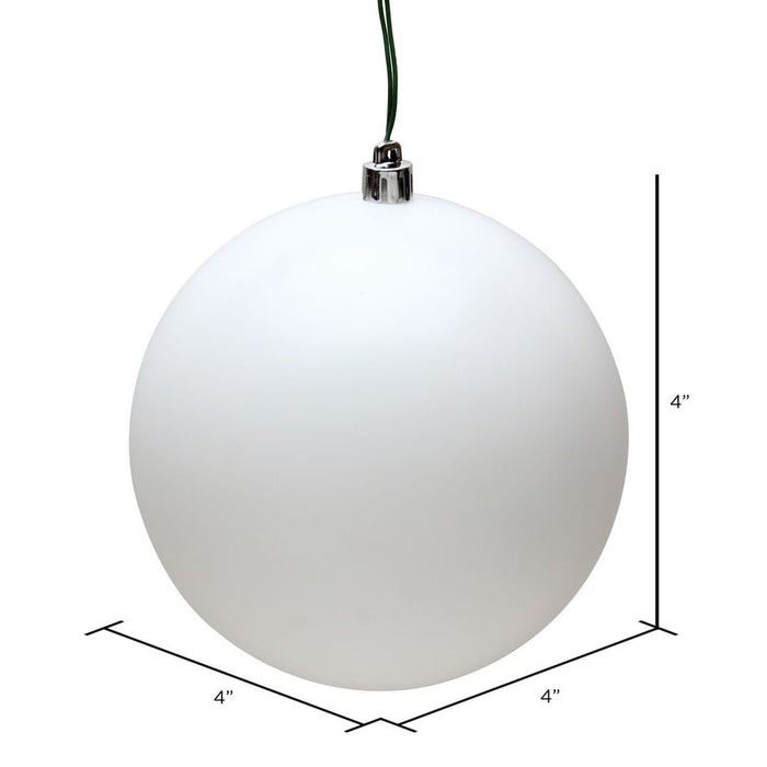 Vickerman UV White Matte Ball Ornament 4" (Bag of 6) - Holiday Ornaments Merchandise