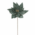 Direct Export Velvet Poinsettia Stem Dusty Green 22" - Artificial Flowering Plants Silk