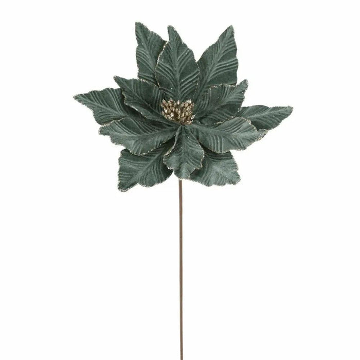 Direct Export Velvet Poinsettia Stem Dusty Green 22" - Artificial Flowering Plants Silk
