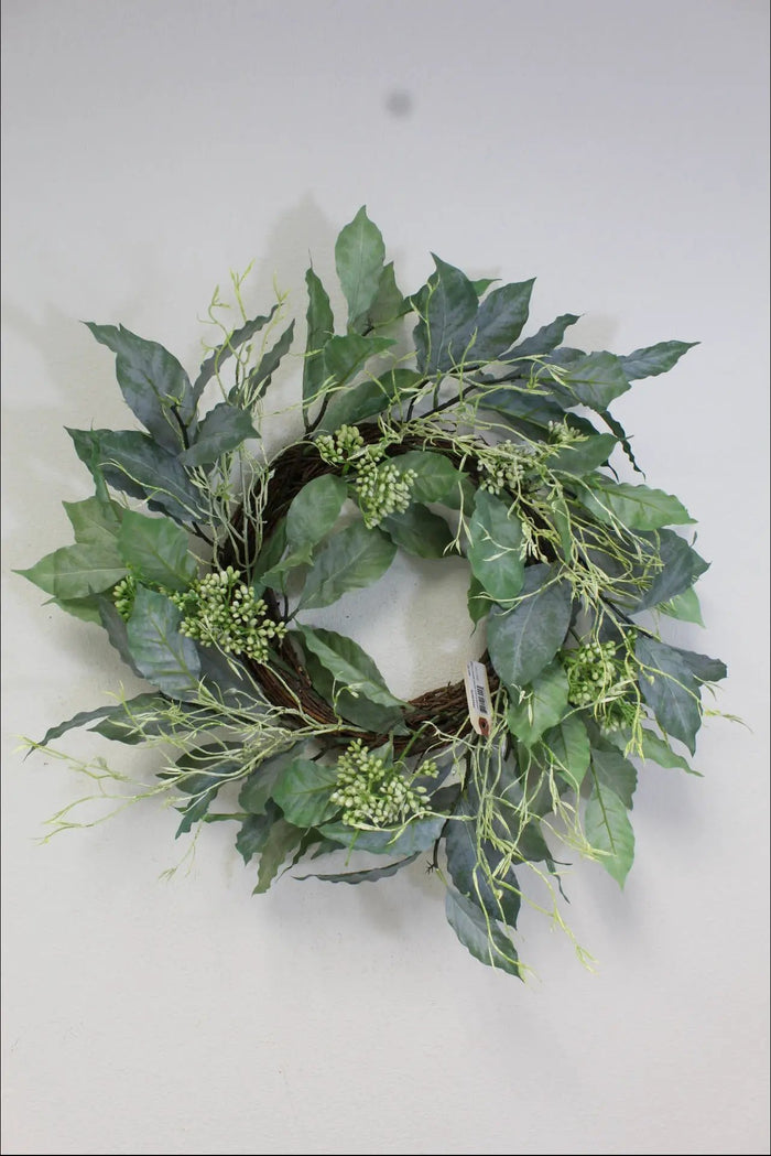 Supreme Viewing Leaf Berry Wreath Green 22" - Wreaths Silk