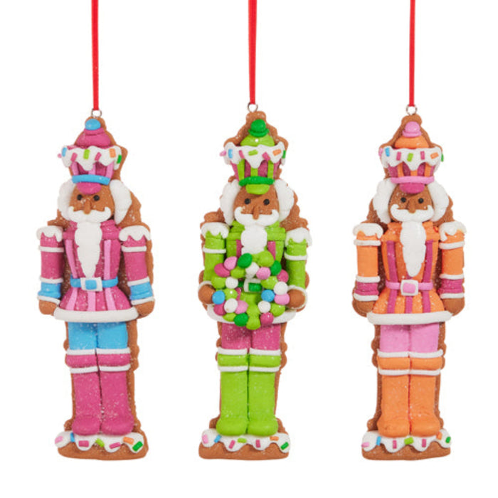 Vivid Jolly Gingerbread Nutcracker Ornament