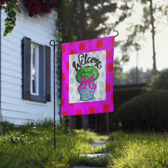 Welcome Topiary Garden flag