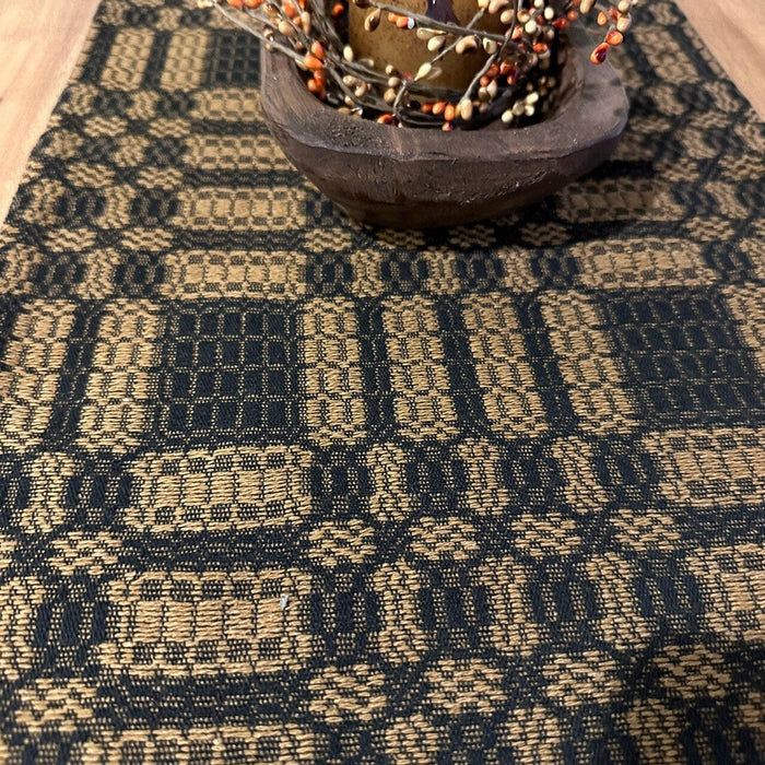 Westbury Black and Mustard Woven Table Runner 56" - Primitive Star Quilt Shop