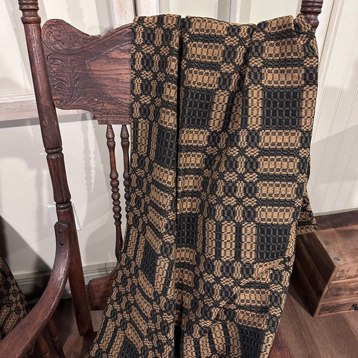 Westbury Black and Mustard Woven Throw - Primitive Star Quilt Shop