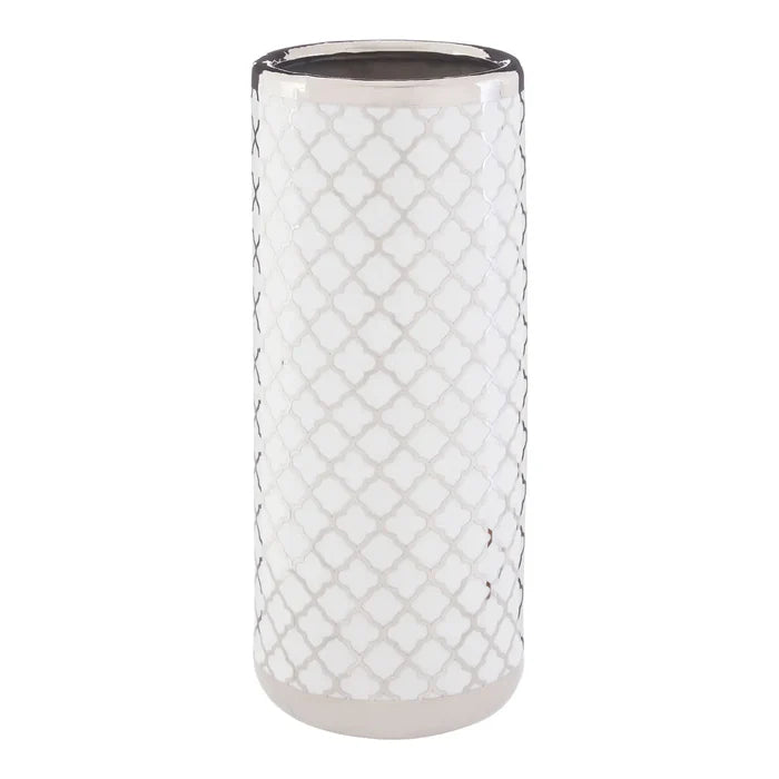 White and Chrome Detail Umbrella Stand