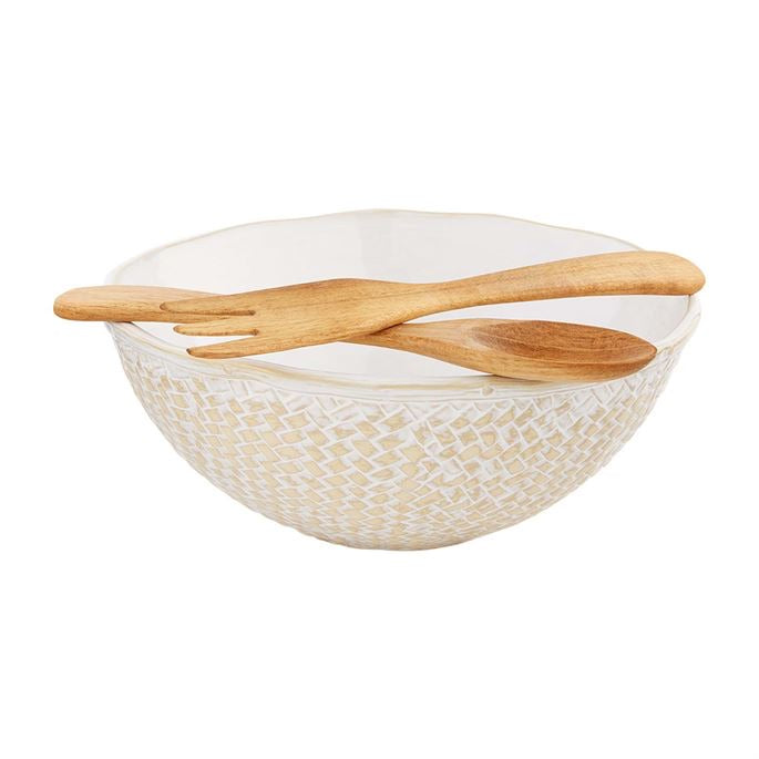 White Basket Weave Bowl- bowl only
