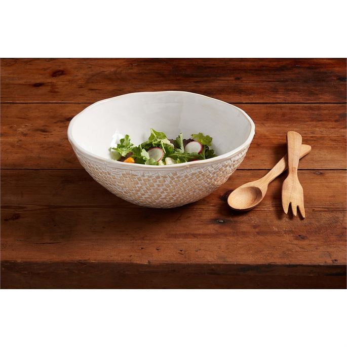 White Basket Weave Bowl- bowl only