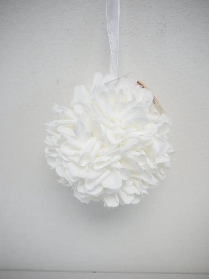 Supreme White Floral Ball Ornanment 9" - Uncategorized Silk