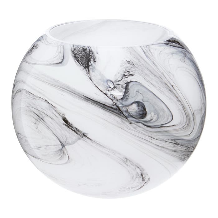 White Grey Marble Effect Glass Vase - Modern Home Interiors