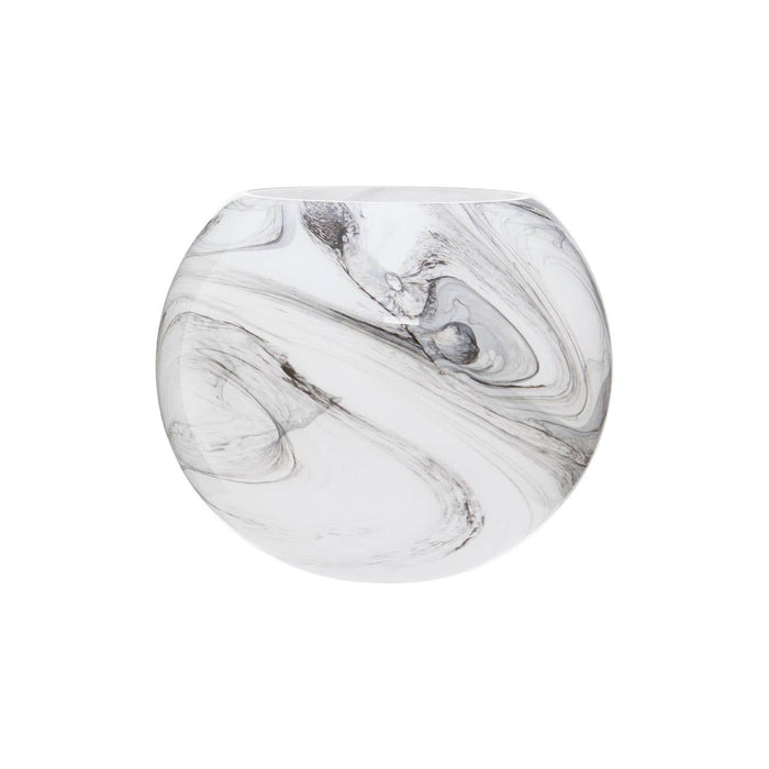 White Grey Marble Effect Glass Vase - Modern Home Interiors