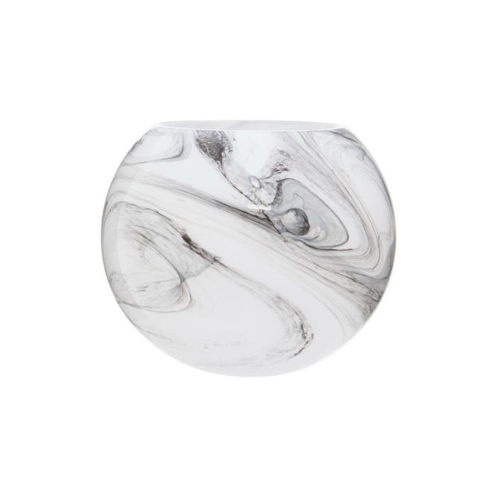 White Grey Marble Effect Glass Vase - Modern Home Interiors