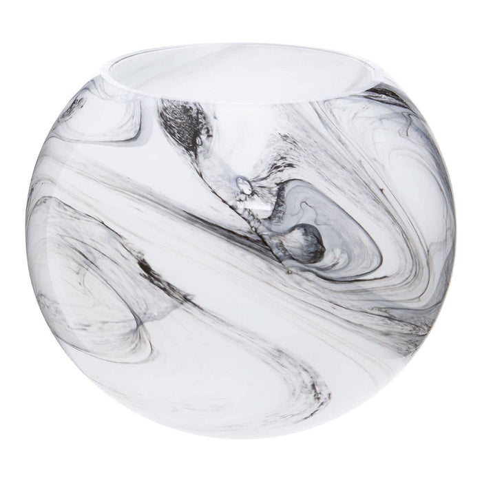 White Grey Marble Effect Glass Vase - Modern Home Interiors