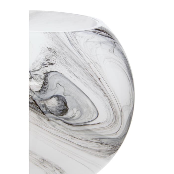 White Grey Marble Effect Glass Vase - Modern Home Interiors