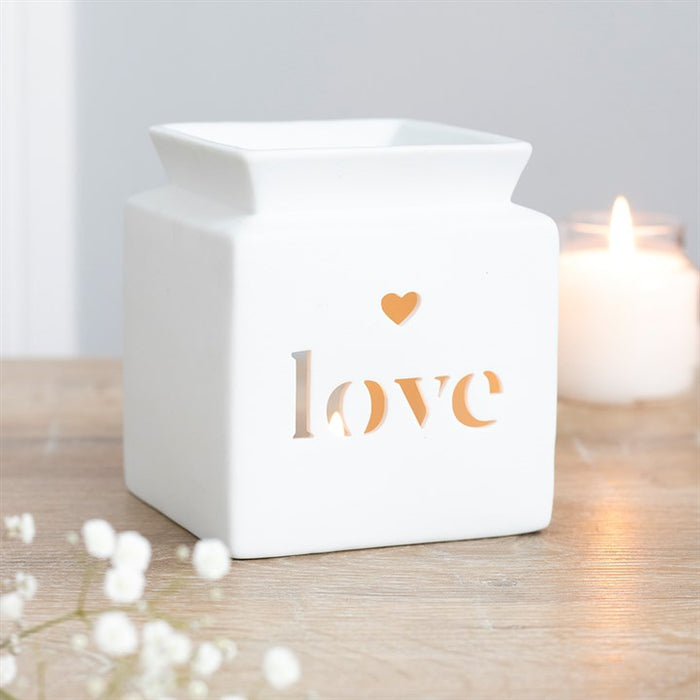 White Love Cut Out Oil Burner - Modern Home Interiors