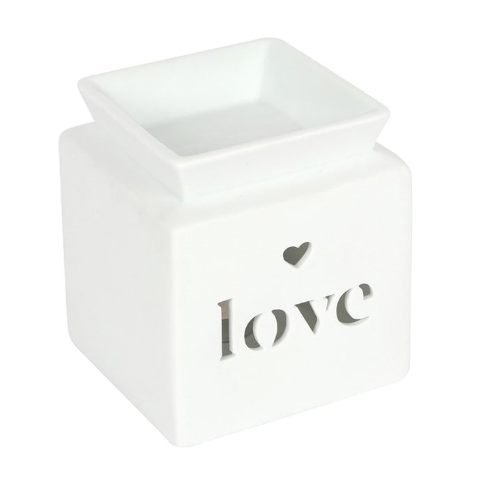 White Love Cut Out Oil Burner - Modern Home Interiors