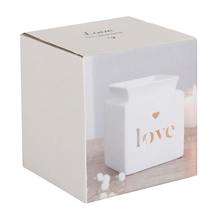 White Love Cut Out Oil Burner - Modern Home Interiors