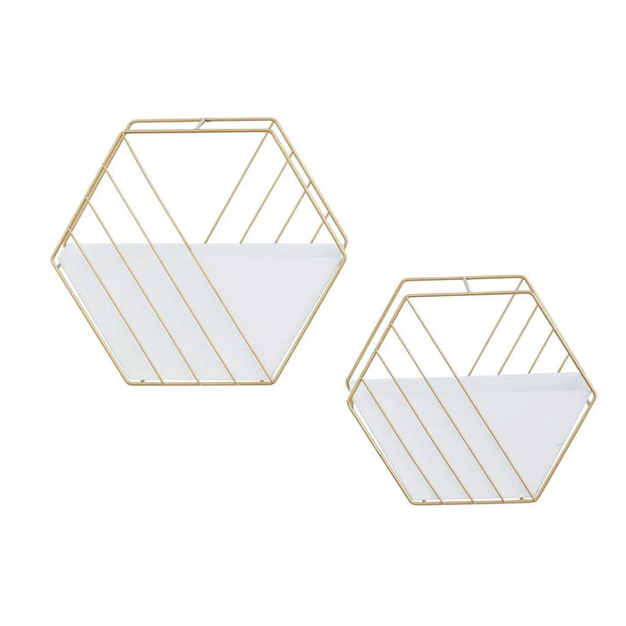 Deco Marché White Metal Geometric Hanging Planter Small 9"H - Planters Merchandise