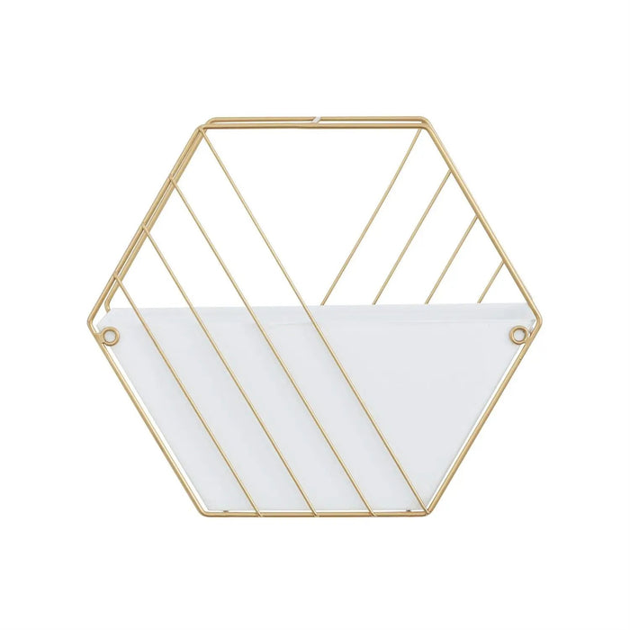 Deco Marché White Metal Geometric Hanging Planter Small 9"H - Planters Merchandise