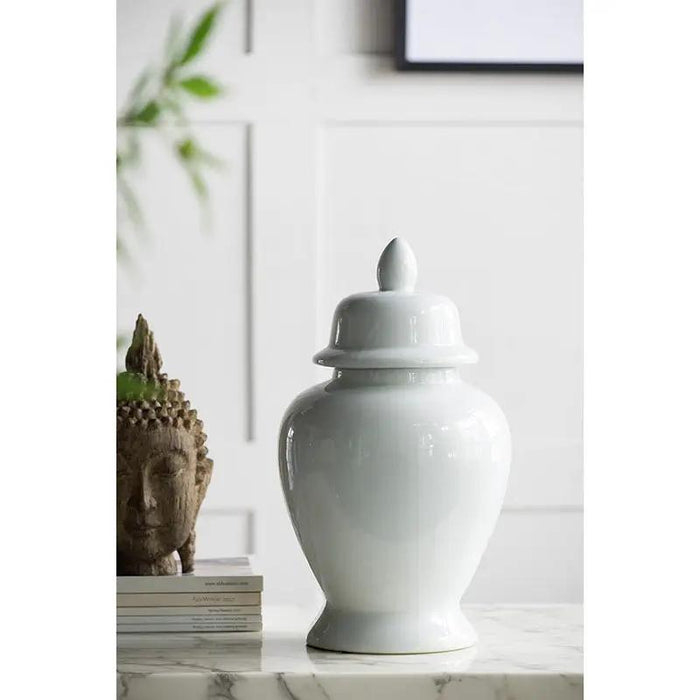 A&B White Porcelain Ginger Jar with Lid 20" - Vases Merchandise