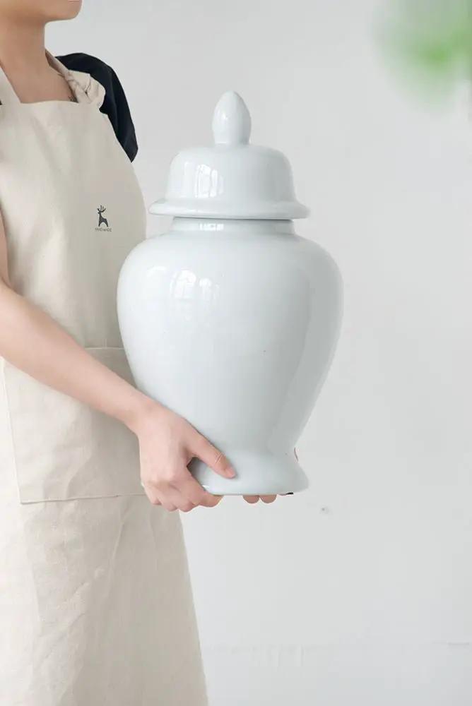 A&B White Porcelain Ginger Jar with Lid 20" - Vases Merchandise