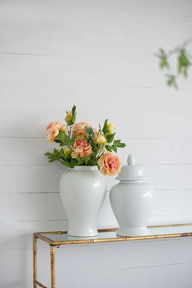 A&B White Porcelain Ginger Jar with Lid 20" - Vases Merchandise