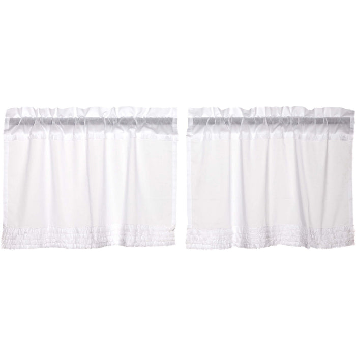 White Ruffled Sheer Tier Curtains 24" - Primitive Star Quilt Shop