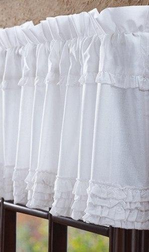 White Ruffled Sheer Valance 90" - Primitive Star Quilt Shop